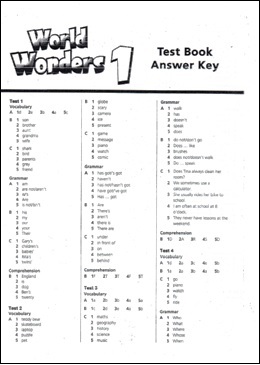 WORLD WONDERS 1 TEST BOOK ANSWER KEY